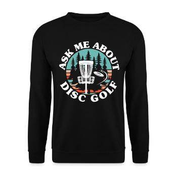 Ask me about Disc Golf Frolf recreational thrower - Unisex Sweatshirt - black - Front - Alina (178cm) & Michal (187cm)