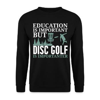 Bildung ist wichtig, aber Disc Golf ist noch wicht - Unisex Pullover - Schwarz - Vorne - Alina (178cm) & Michal (187cm)