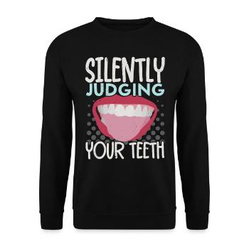 Évaluation silencieuse de vos dents Dentiste Dentiste - Sweat-shirt Unisexe - noir - Devant - Alina (178cm) & Michal (187cm)