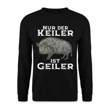 Geiler Keiler Wildschwein Jäger Tshirt - Unisex Pullover - Schwarz - Vorne - Alina (178cm) & Michal (187cm)