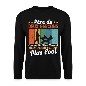 Père De Deux Garcons Papa Fête Des Pères - Sweat-shirt Unisexe - noir - Devant - Alina (178cm) & Michal (187cm)