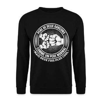 Père De Deux Garcons Papa Fête Des Pères - Sweat-shirt Unisexe - noir - Devant - Alina (178cm) & Michal (187cm)