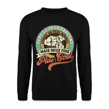 Père De Deux Garcons Papa Fête Des Pères - Sweat-shirt Unisexe - noir - Devant - Alina (178cm) & Michal (187cm)