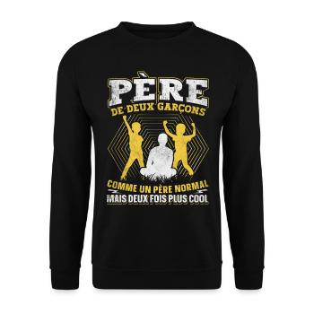 Père De Deux Garcons Papa Fête Des Pères - Sweat-shirt Unisexe - noir - Devant - Alina (178cm) & Michal (187cm)