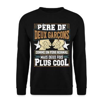 Père De Deux Garcons Papa Fête Des Pères - Sweat-shirt Unisexe - noir - Devant - Alina (178cm) & Michal (187cm)
