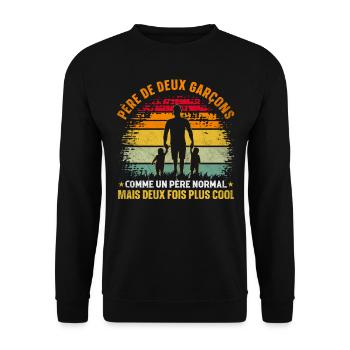 Père De Deux Garcons Papa Fête Des Pères - Sweat-shirt Unisexe - noir - Devant - Alina (178cm) & Michal (187cm)