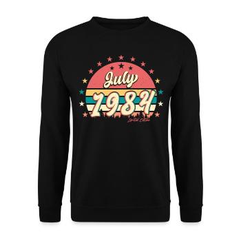 1984 Juli Beste Geschenkidee - Unisex Pullover - Schwarz - Vorne - Alina (178cm) & Michal (187cm)