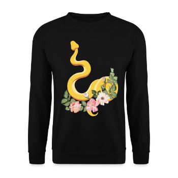 Snake Serpent Flower Floral - Unisex Sweatshirt - black - Front - Alina (178cm) & Michal (187cm)