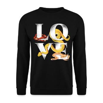 Snake Serpent Vintage Love - Unisex Pullover - Schwarz - Vorne - Alina (178cm) & Michal (187cm)