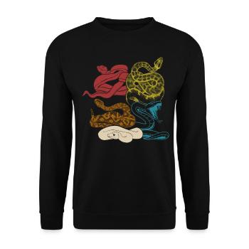 Snake Serpent Retro Vintage - Unisex Pullover - Schwarz - Vorne - Alina (178cm) & Michal (187cm)