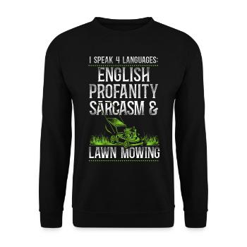 Lawn Mower Mowing Dad Father - Unisex Pullover - Schwarz - Vorne - Alina (178cm) & Michal (187cm)