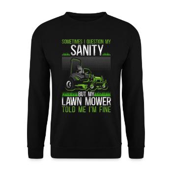 Tondeuse à gazon Mowing Papa Père - Sweat-shirt Unisexe - noir - Devant - Alina (178cm) & Michal (187cm)