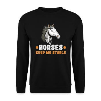 Reiter und Reitsport Design für Pferdeliebhaber - Unisex Pullover - Schwarz - Vorne - Alina (178cm) & Michal (187cm)