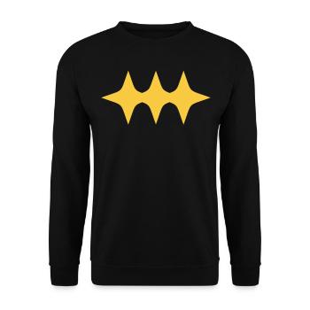 Drei Sterne Gelb - Unisex Pullover - Schwarz - Vorne - Alina (178cm) & Michal (187cm)