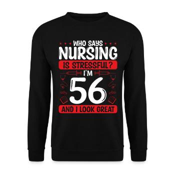 56 Birthday Nurses 56 Years Old Nurse for Work - Unisex Pullover - Schwarz - Vorne - Alina (178cm) & Michal (187cm)