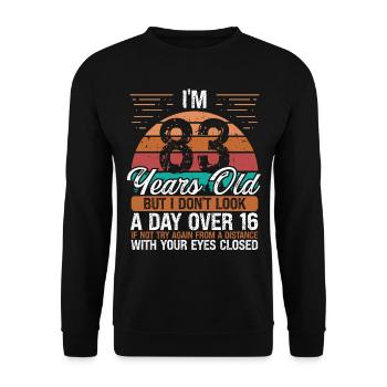 83 Birthday Day over 16 Vintage 83 Years Old - Unisex Sweatshirt - black - Front - Alina (178cm) & Michal (187cm)