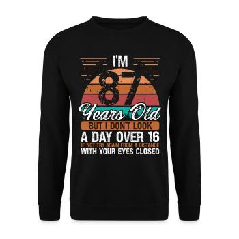 87 Birthday Day over 16 Vintage 87 Years Old - Unisex Sweatshirt - black - Front - Alina (178cm) & Michal (187cm)