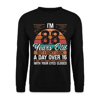 88 Birthday Day over 16 Vintage 88 Years Old - Unisex Sweatshirt - black - Front - Alina (178cm) & Michal (187cm)