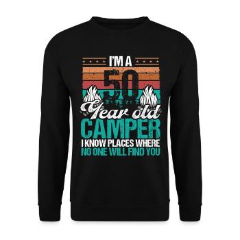 50 ans Camper Mountains Retro 50e anniversaire - Sweat-shirt Unisexe - noir - Devant - Alina (178cm) & Michal (187cm)