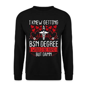 BSN Nursing Graduation Nursing Student Graduate - Unisex Sweatshirt - black - Front - Alina (178cm) & Michal (187cm)
