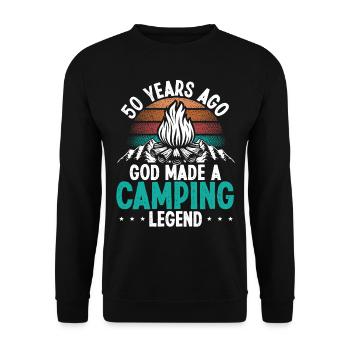 50 Birthday Camping Vintage Mountains 50 Year Old - Unisex Sweatshirt - black - Front - Alina (178cm) & Michal (187cm)