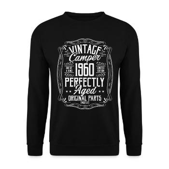Camping Born in 1960 Camper Mountains Retro 1960 - Unisex Pullover - Schwarz - Vorne - Alina (178cm) & Michal (187cm)