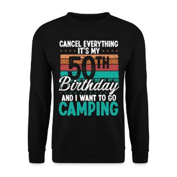 50e anniversaire Camping Retro Camping Camping 50 ans - Sweat-shirt Unisexe - noir - Devant - Alina (178cm) & Michal (187cm)