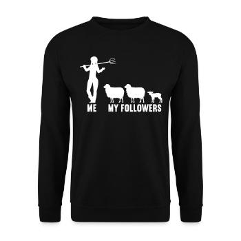 Me and my followers Farmer Sheep Sheep - Unisex Sweatshirt - black - Front - Alina (178cm) & Michal (187cm)