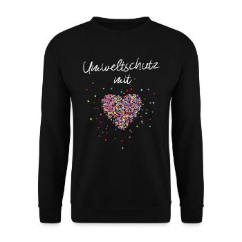 Umweltschutz Mit Herz Klimawandel Klima - Unisex Pullover - Schwarz - Vorne - Alina (178cm) & Michal (187cm)