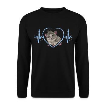 Meerschweinchen Herzschlag Guinea Pig - Unisex Pullover - Schwarz - Vorne - Alina (178cm) & Michal (187cm)