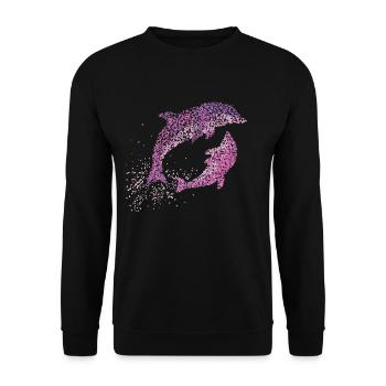 Bottlenose dolphin lovers Dolphin whales - Unisex Sweatshirt - black - Front - Alina (178cm) & Michal (187cm)