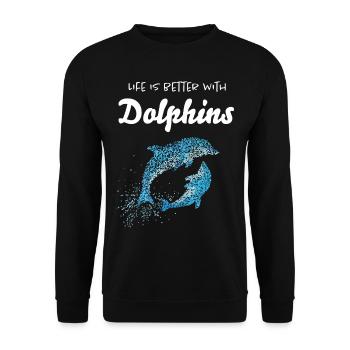 Dolphins Bottlenose Dolphin Ocean Dolphin Lovers - Unisex Sweatshirt - black - Front - Alina (178cm) & Michal (187cm)