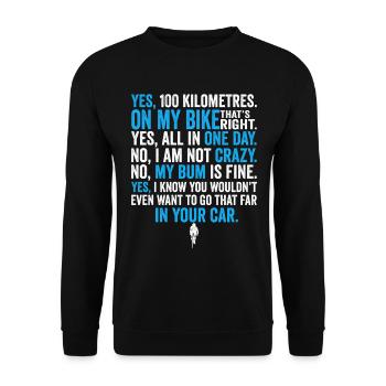 Rennradfahrer Radfahrer Lästige Fragen Shirt - Unisex Pullover - Schwarz - Vorne - Alina (178cm) & Michal (187cm)