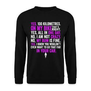 Rennradfahrer Radfahrer Lästige Fragen Shirt - Unisex Pullover - Schwarz - Vorne - Alina (178cm) & Michal (187cm)