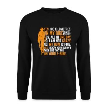 Rennradfahrer Radfahrer Lästige Fragen Shirt - Unisex Pullover - Schwarz - Vorne - Alina (178cm) & Michal (187cm)