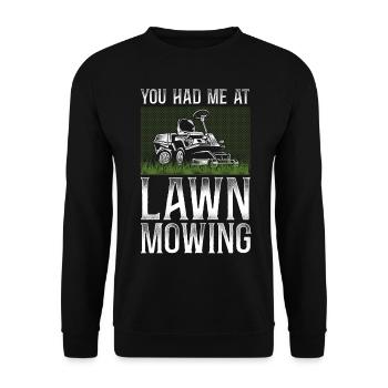 Lawn Mower Mowing Dad Father - Unisex Sweatshirt - black - Front - Alina (178cm) & Michal (187cm)