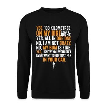 Rennradfahrer Radfahrer Lästige Fragen Shirt - Unisex Pullover - Schwarz - Vorne - Alina (178cm) & Michal (187cm)
