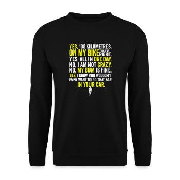 Rennradfahrer Radfahrer Lästige Fragen Shirt - Unisex Pullover - Schwarz - Vorne - Alina (178cm) & Michal (187cm)