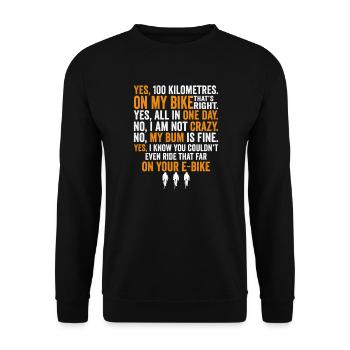 Rennradfahrer Radfahrer Lästige Fragen Shirt - Unisex Pullover - Schwarz - Vorne - Alina (178cm) & Michal (187cm)