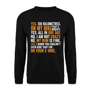 Rennradfahrer Radfahrer Lästige Fragen Shirt - Unisex Pullover - Schwarz - Vorne - Alina (178cm) & Michal (187cm)