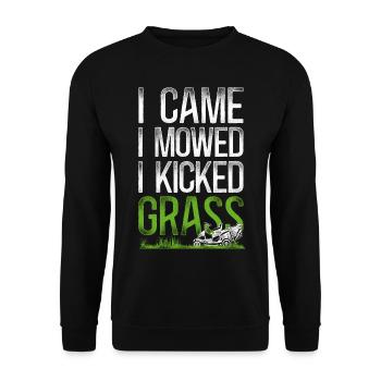 Tondeuse à gazon Mowing Papa Père - Sweat-shirt Unisexe - noir - Devant - Alina (178cm) & Michal (187cm)