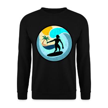 Vintage Retro Surfer Skimboard Surf - Sweat-shirt Unisexe - noir - Devant - Alina (178cm) & Michal (187cm)