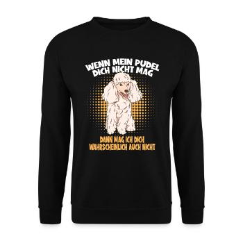 Hunde Pudel Design für Hundeliebhaber - Unisex Pullover - Schwarz - Vorne - Alina (178cm) & Michal (187cm)