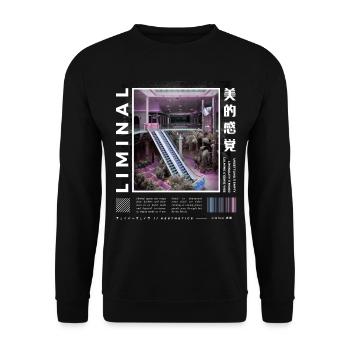 Liminal Spaces Retro 80s & 90s Aesthetic Vaporwave - Unisex Sweatshirt - black - Front - Alina (178cm) & Michal (187cm)