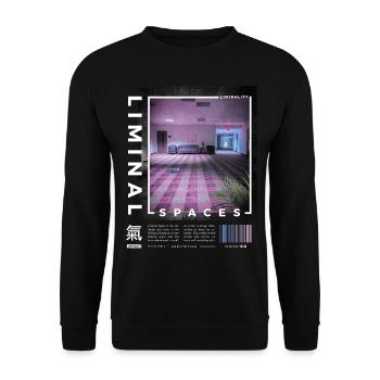 Liminal Spaces Retro 80s & 90s Aesthetic Vaporwave - Unisex Sweatshirt - black - Front - Alina (178cm) & Michal (187cm)