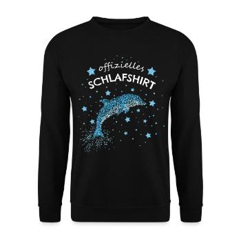 Offizielles Schlafshirt Delfin Delfine - Unisex Pullover - Schwarz - Vorne - Alina (178cm) & Michal (187cm)