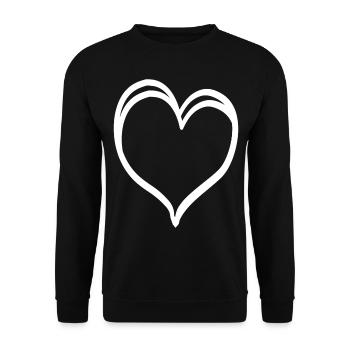 Cœur Blanc - Sweat-shirt Unisexe - noir - Devant - Alina (178cm) & Michal (187cm)