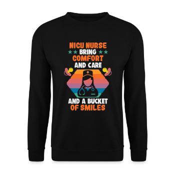 Pflegerin INFIRMIÈRE DE L’USIN USIN Krankenschwester - Sweat-shirt Unisexe - noir - Devant - Alina (178cm) & Michal (187cm)