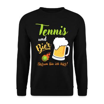 Tennis und Bier Tennisspieler Tennismatch Geschenk - Unisex Pullover - Schwarz - Vorne - Alina (178cm) & Michal (187cm)