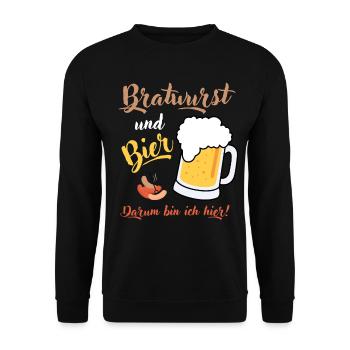 Bratwurst Bier Geschenkidee Grillen Bierkrug Spaß - Unisex Pullover - Schwarz - Vorne - Alina (178cm) & Michal (187cm)